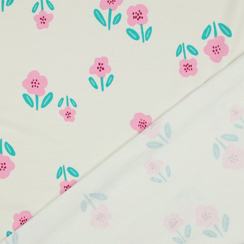 French Terry Stoff mit Blumen