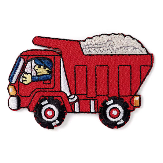 Prym Applikation Lastwagen rot. Motiv zum Aufbügeln oder Aufnähen auf Kinderkleidung, Taschen oder Accessoires.