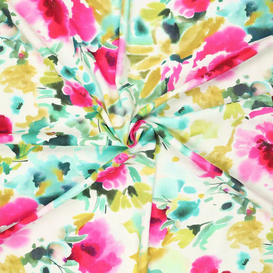 Viskose-Leinenstoff Tuscany Flowers