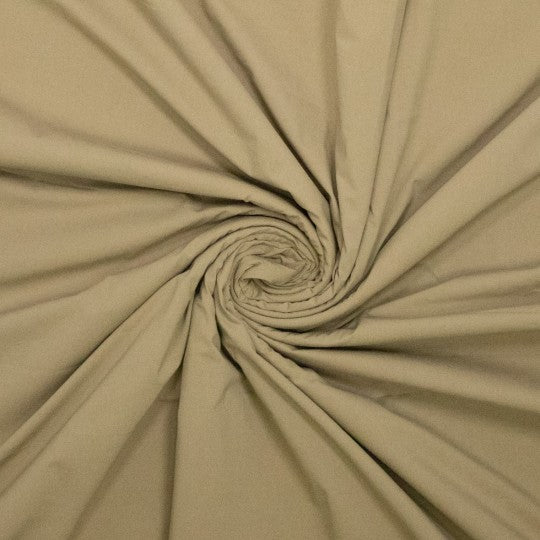 Baumwollstoff Paper Touch uni Khaki mit 2% Elasthan – griffig & elastisch für Hosen, Röcke und Kleider.