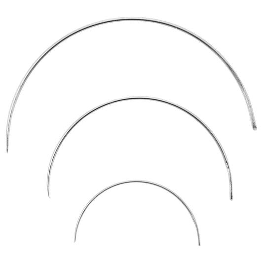 Gebogene Veno Polsternadeln im 3er Set. Stabile Nadeln für Polsterarbeiten, Leder, Schaumstoff oder dicke Stofflagen.