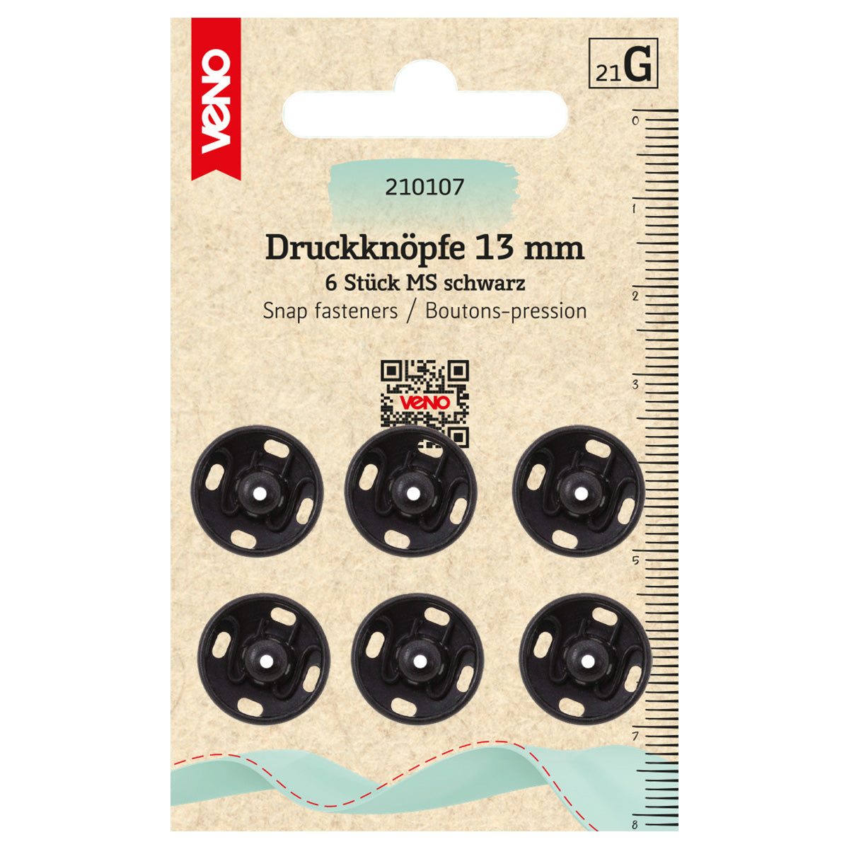 Veno Annäh-Druckknöpfe 13 mm. Preiswerte Alternative zu Prym. Stabil, vielseitig & einfach anzunähen. Für Kleidung, Taschen & Heimtextilien.