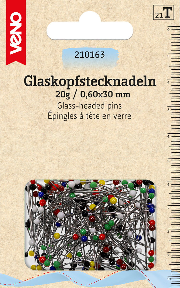 Glaskopfstecknadeln 20g, 0,60 x 30 mm