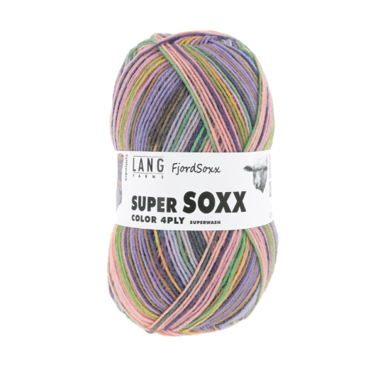 Lang Yarns Super Soxx 4-fach FjordSoxx. Strapazierfähige, weiche Sockenwolle mit selbststreifendem Muster-Effekt.