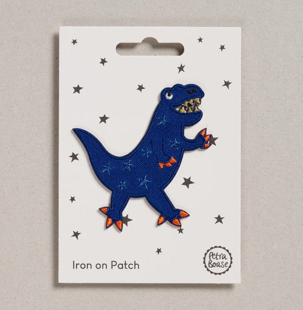Bügelpatch Dino blau