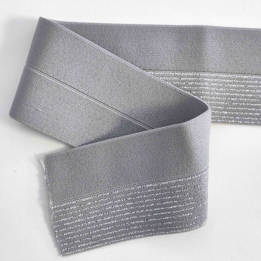 Elastisches Einfassband 60mm Glitzer silber