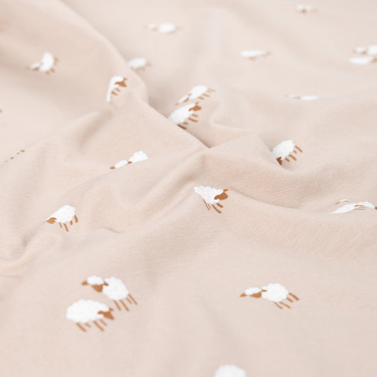 Single Jersey „Schäfchenwiese“ mit kleinen Schafen