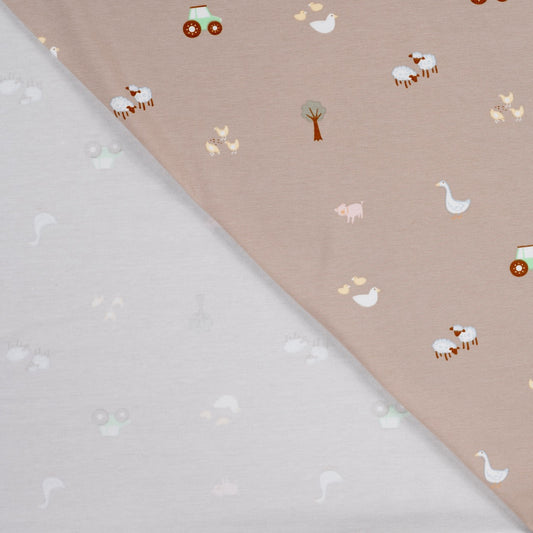 Single Jersey „Kleiner Bauernhof“ mit Tieren und Traktoren