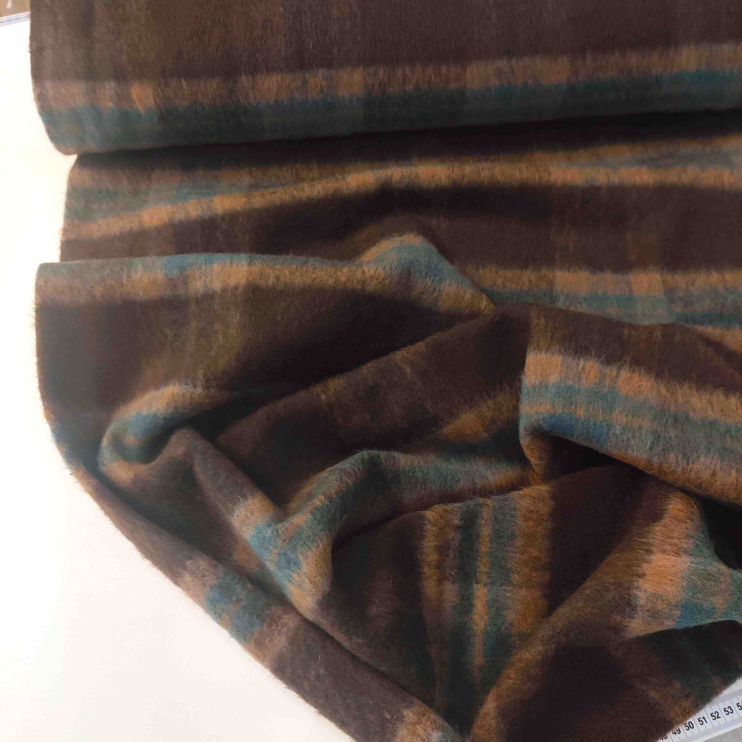 Mantelstoff Karo – Braun, Camel & Petrol