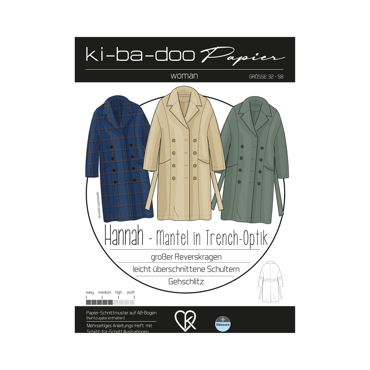Papierschnittmuster Ki-Ba-Doo Mantel Hannah