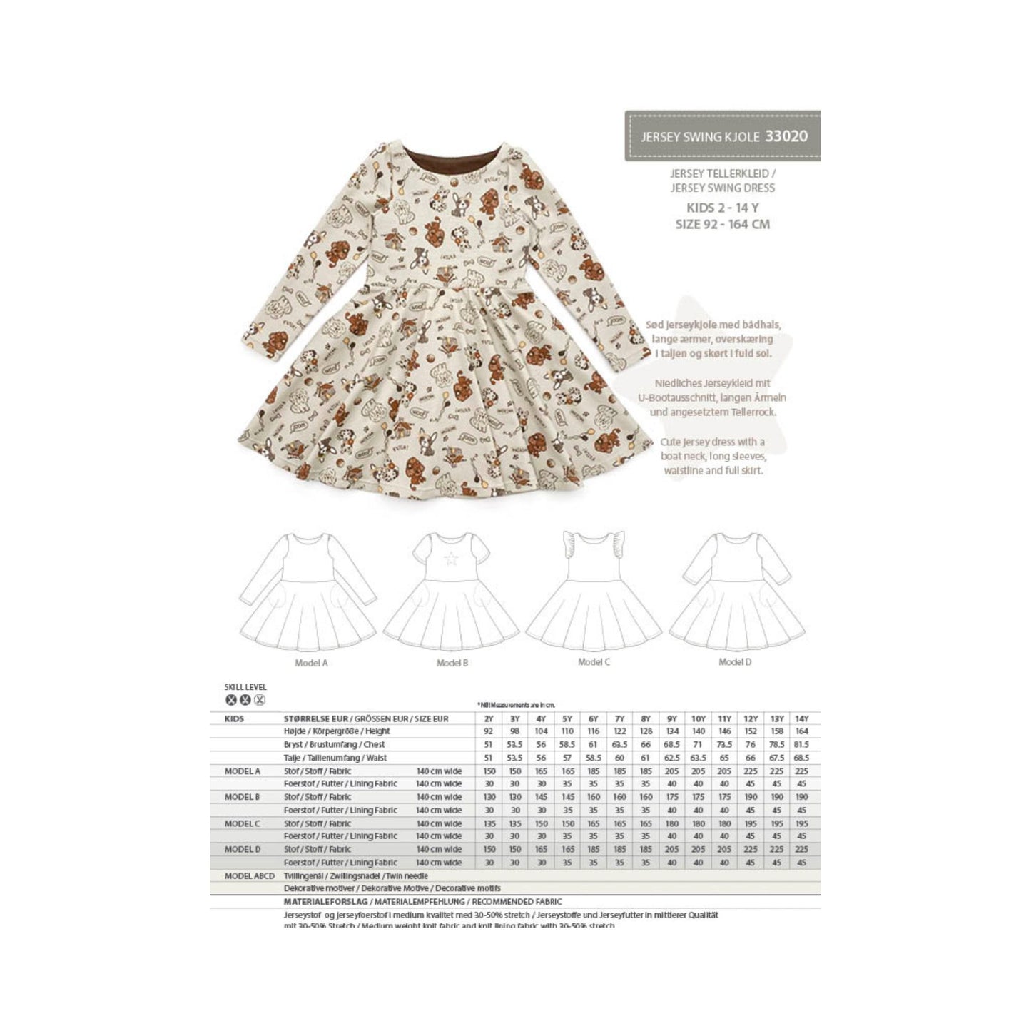 Schnittmuster 33020 Jersey-Tellerrock-Kleid