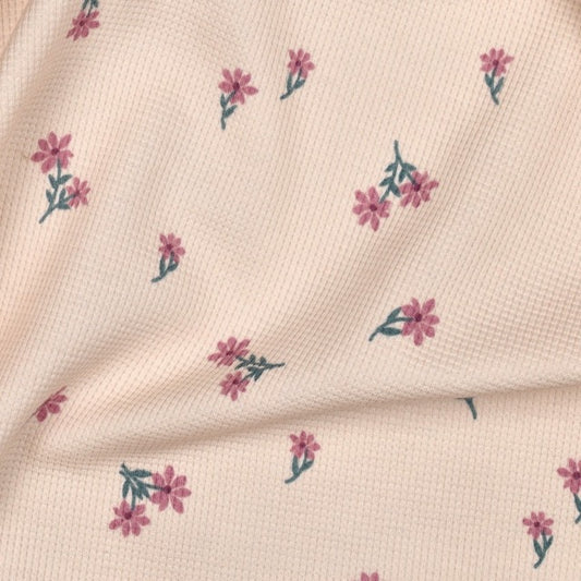 Waffeljersey Blumen apricot Strukturstoff