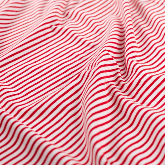 Jersey mit schmalen 3 mm Streifen in Rot-Weiß
