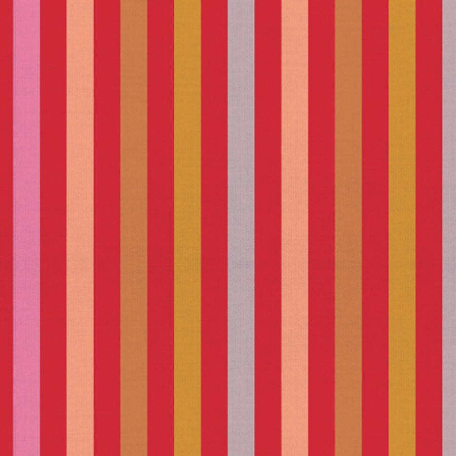 Art Gallery Fabrics Stripe in Fruit Salad PWOV-6001 mit eingewebten Streifen in Rot Pink Orange Rosa und Senfgelb