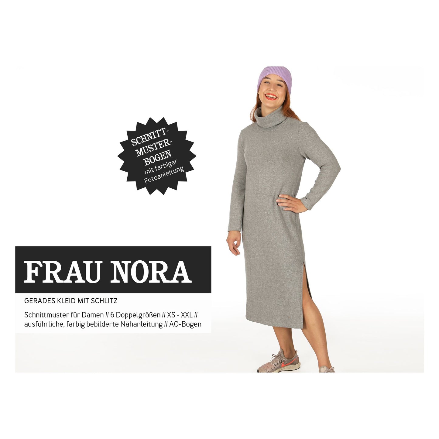 Schnittmuster Kleid mit Schlitz Frau Nora