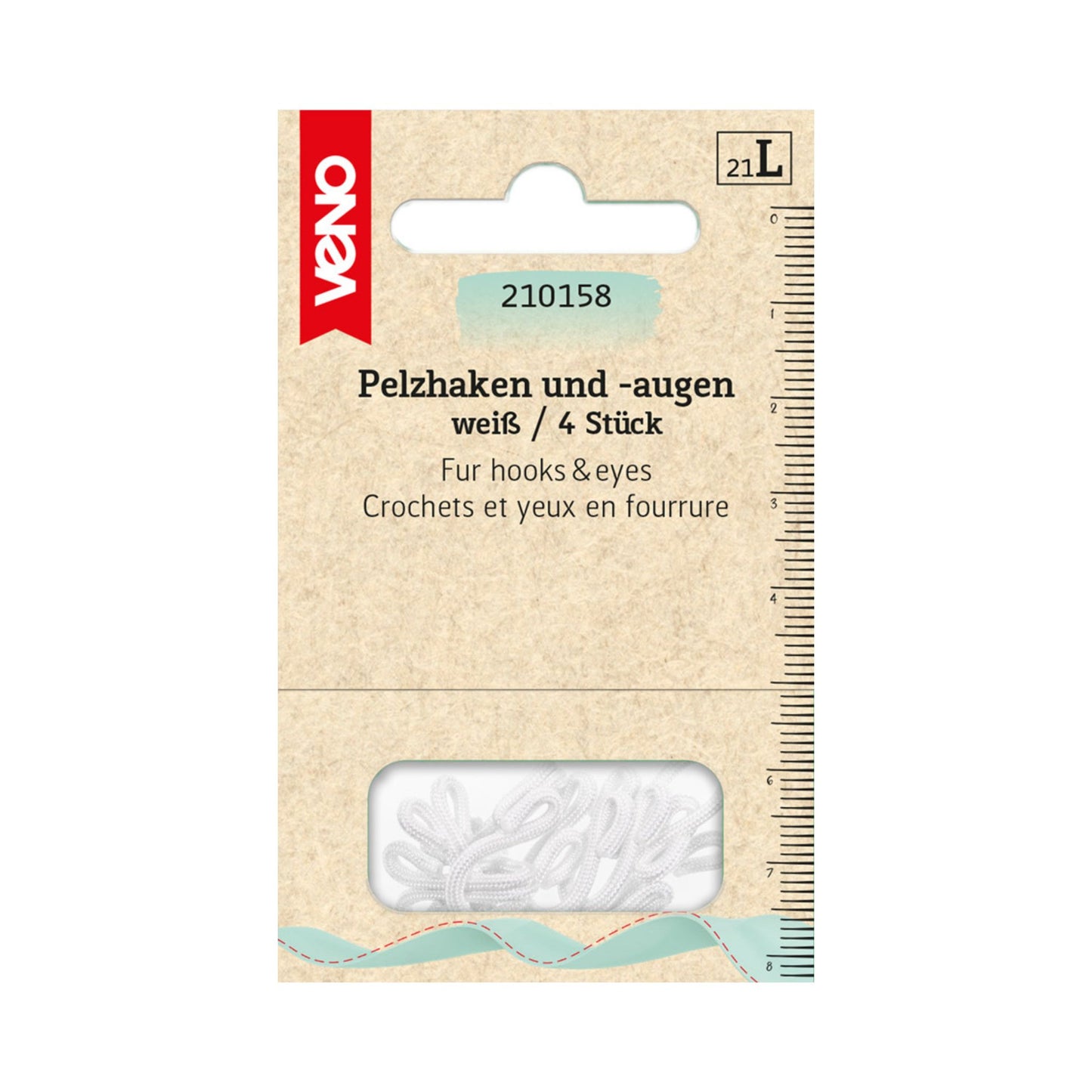 Veno Pelzhaken – 4 Stück, Farbe weiß – stabile & dezente Verschlüsse für Mäntel, Jacken und Westen.