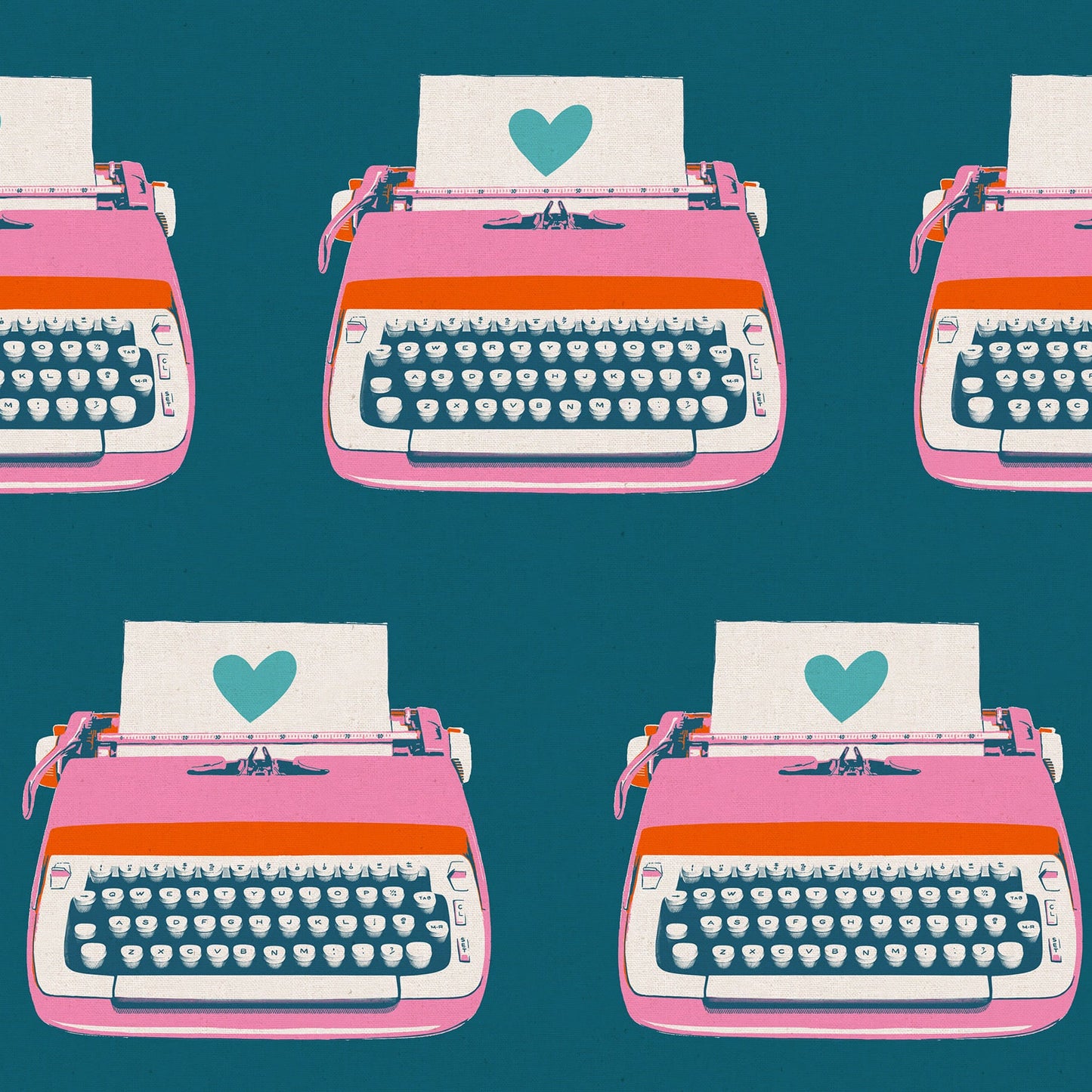 Canvas „Darlings 2 – Typewriter“ – Retro-Schreibmaschinenmotiv auf stabilem Canvas, teal