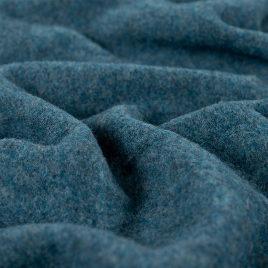 Merino Wollfleece petrol aus 100 % Naturfaser, weich, warm und atmungsaktiv. Ideal für Jacken, Pullover, Baby- und Kinderkleidung sowie Decken.