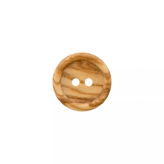 Prym Holzknopf mit Rand – 2-Loch, 18 mm & 23 mm, naturfarben