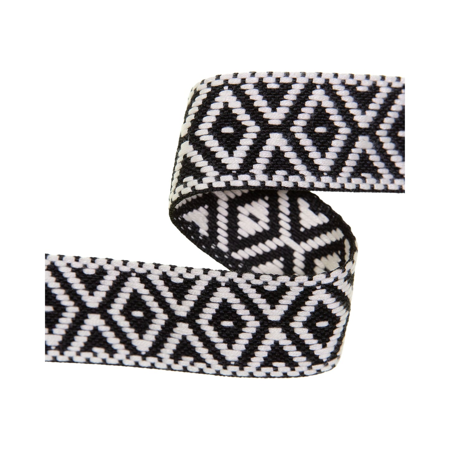 Veno Gurtband Ethno-Muster – gewebt, Schwarz-Weiß 40 mm