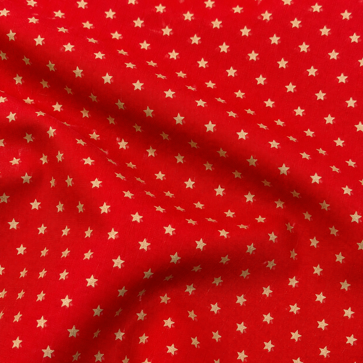 Baumwollstoff Weihnachten – Sterne rot/gold