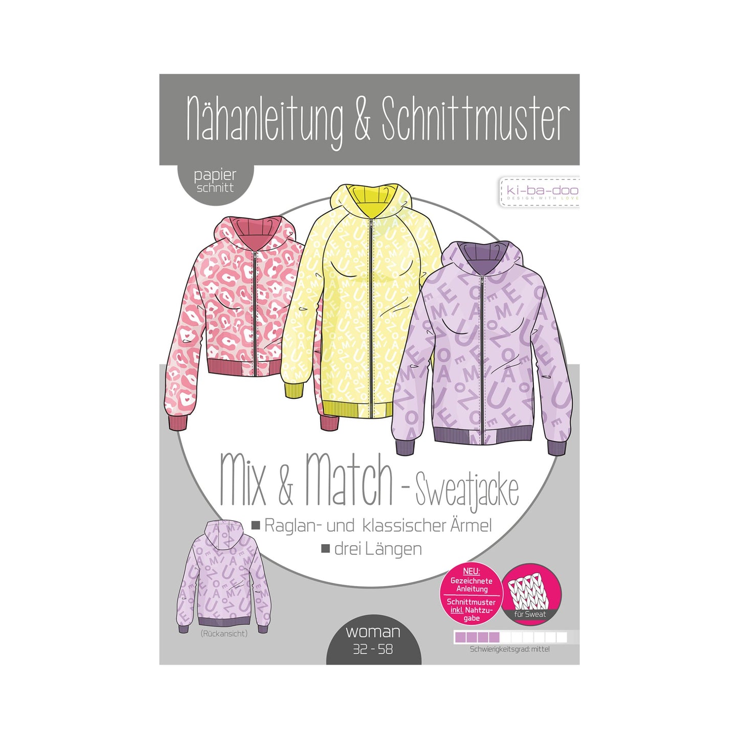 Schnittmuster Mix & Match Damen Sweatjacke