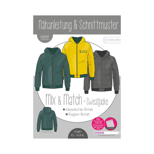 Schnittmuster Mix & Match Herren Sweatjacke