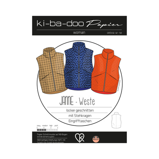 Papierschnittmuster Weste Janne Ki-Ba-Doo