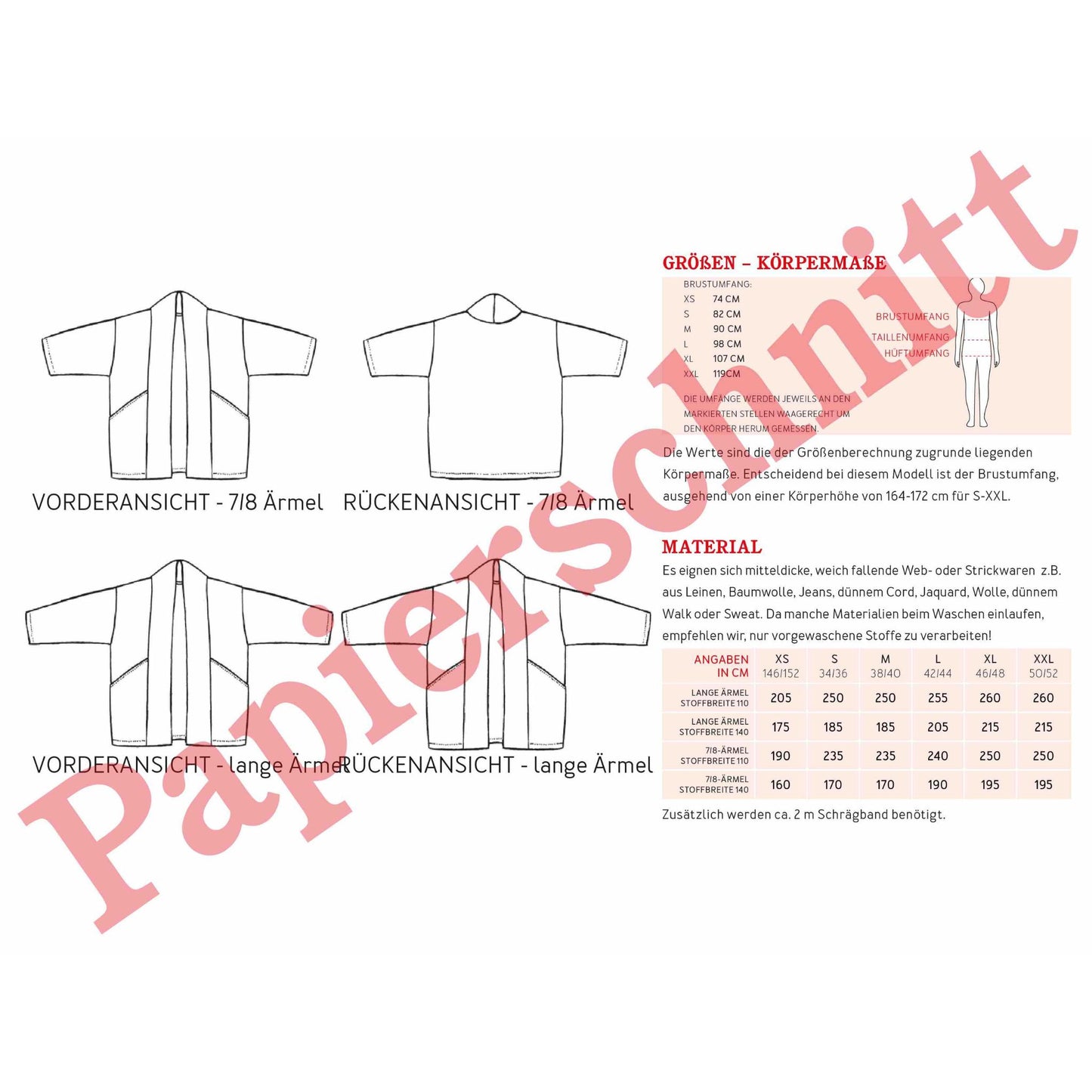 Studio Schnittreif Schnittmuster Jacke Frau Sina