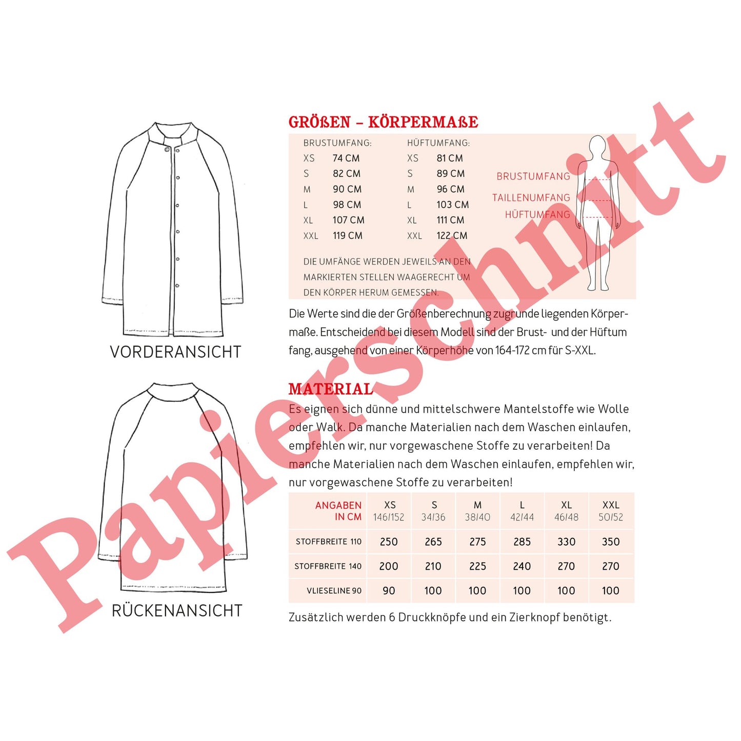 Studio Schnittreif Mantel Frau Linda