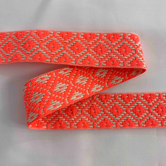 Gurtband Rautenmuster neon 30mm
