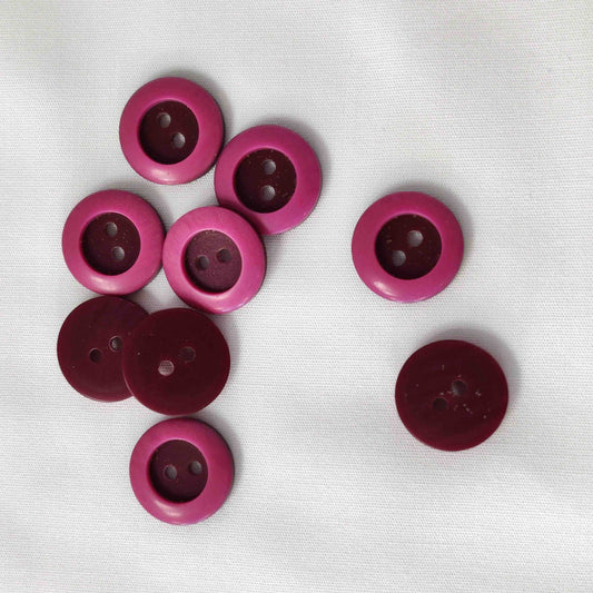 2-Loch Knopf mit Rand pink/bordeaux