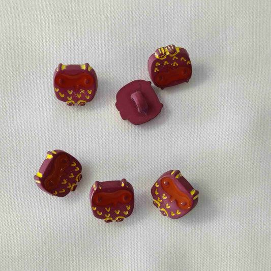 Knopf Eule rot