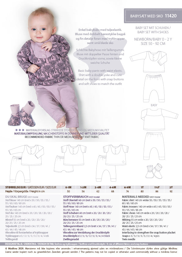 Schnittmuster 11420 Baby Set mit Schuhen