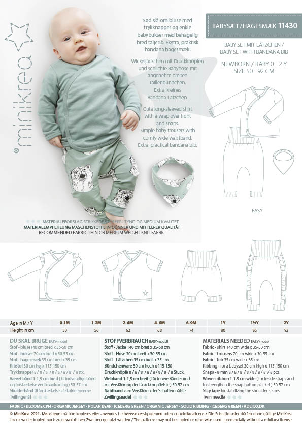 Schnittmuster 11430 Baby Set mit Lätzchen