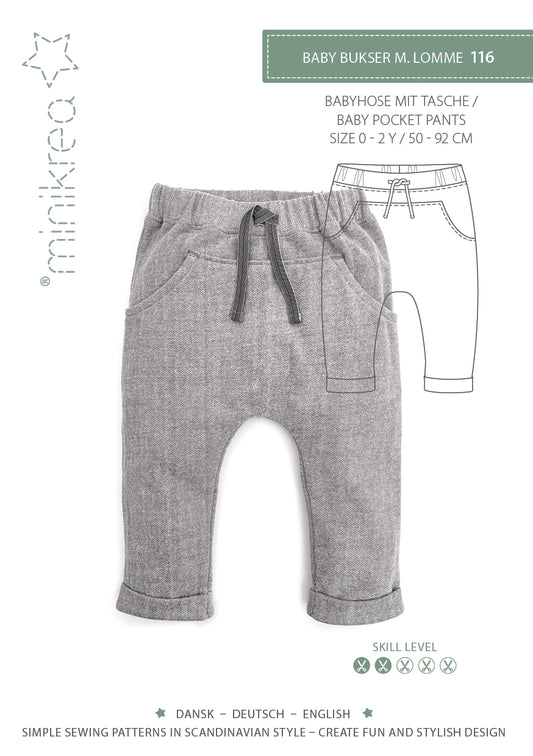 Schnittmuster 116 Babyhose mit Taschen
