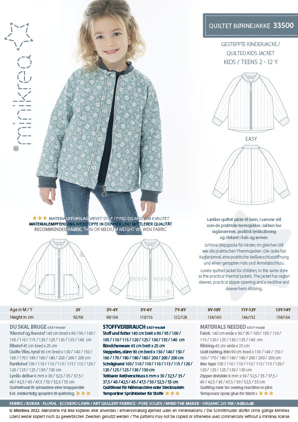 Minikrea Schnittmuster Steppjacke 33500