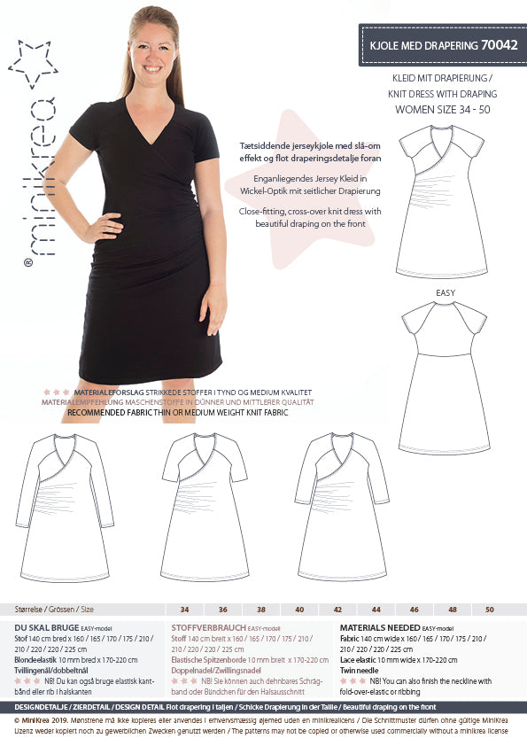 Schnittmuster 70042 Kleid mit Drapierung