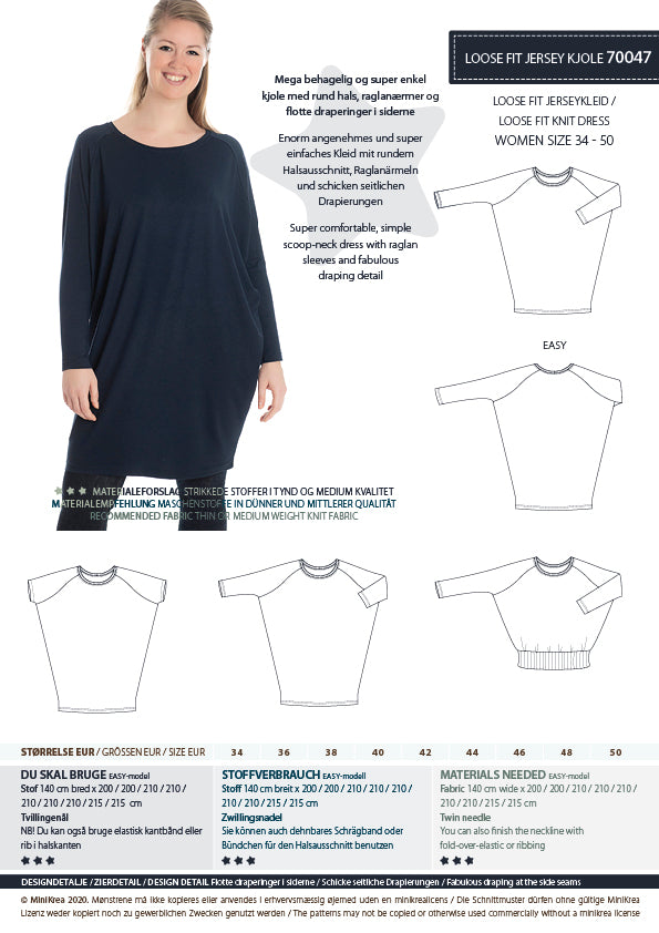 Schnittmuster 70047 Loose Fit Jerseykleid