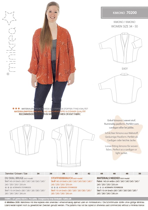 Minikrea Schnittmuster Kimono 70200