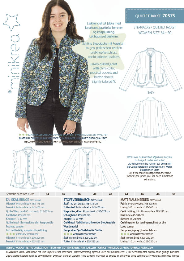 Schnittmuster 70575 Steppjacke