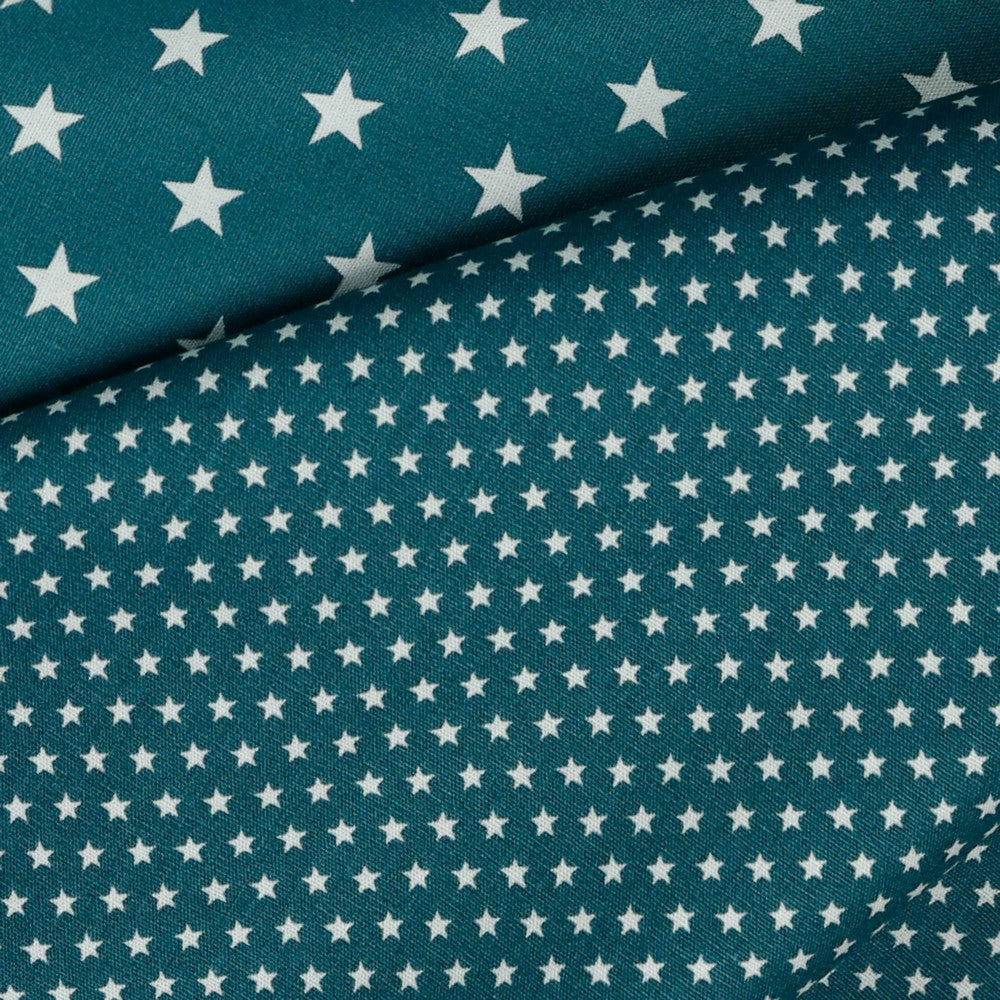 Poplin Ministars petrol weiß