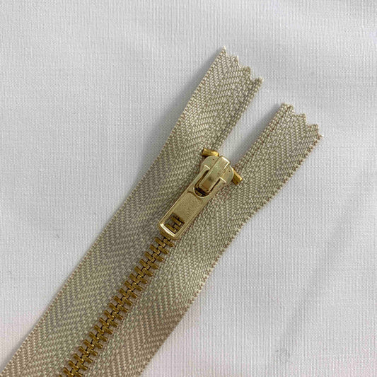 14 cm Reißverschluss metall messing creme