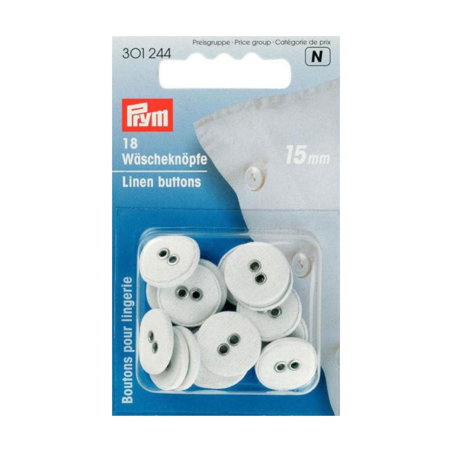 Wäscheknöpfe Leinen 2-Loch 15 mm