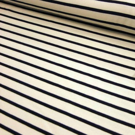 French Terry Stripe weiß/dunkelblau