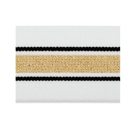 Gummiband Streifen Lurex 40 mm weiß/gold