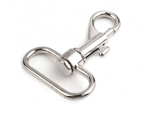 Karabinerhaken 38 mm silber – stabiler Metallkarabiner mit Wirbel für Gurtband, Taschen, Rucksäcke & DIY.