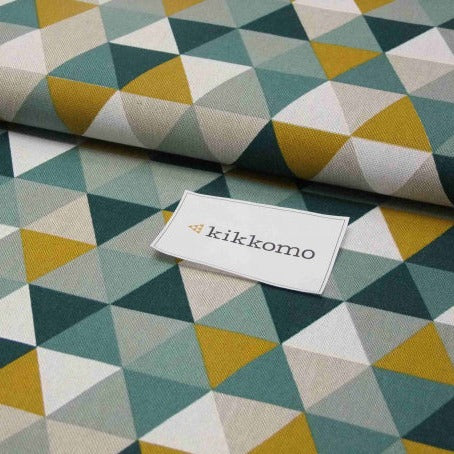 Linenlook Half Panama Premium Geometric Tile grün/gelb