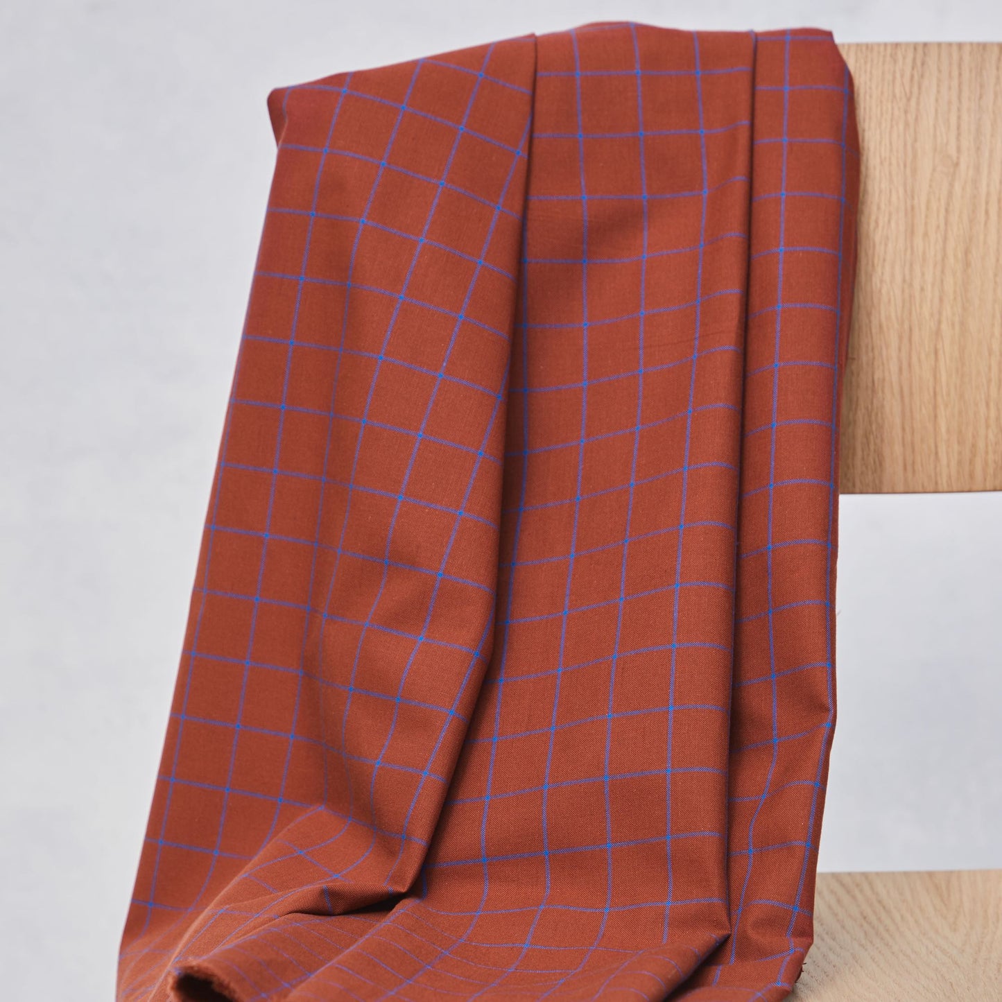 Organic Oxford grid cotton mind the MAKER sienna royalblau