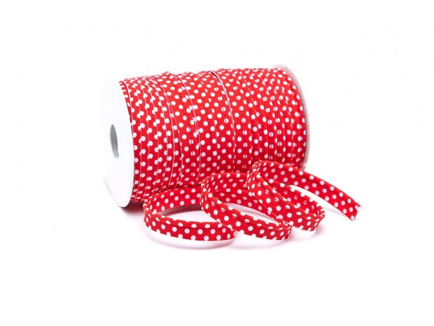MiZa Paspelband Punkte 10 mm rot